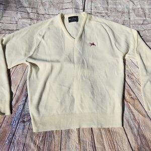 Vintage Pine State Mobile Gasoline Company Light Yellow  Sweater Mens Womens‎